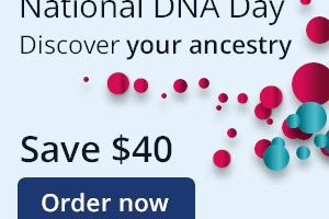 We've been working closely with Living DNA and they have a great sale for National DNA Day with a reduction from $159 USD to $119 USD! For UK residents, the price will be reduced from £159 to £119. Living DNA will also be offering a reduction of €30 for European Union residents. Now keep in mind that the Living DNA test is actually three tests: autosomal, mtDNA and Y-DNA! The sale runs through Wednesday, April 26th