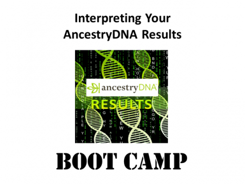 Join DNA genealogy expert Mary Eberle for Interpreting Your FTDNA and 23andMe Results Boot Camp on Saturday, December 14th, 2019