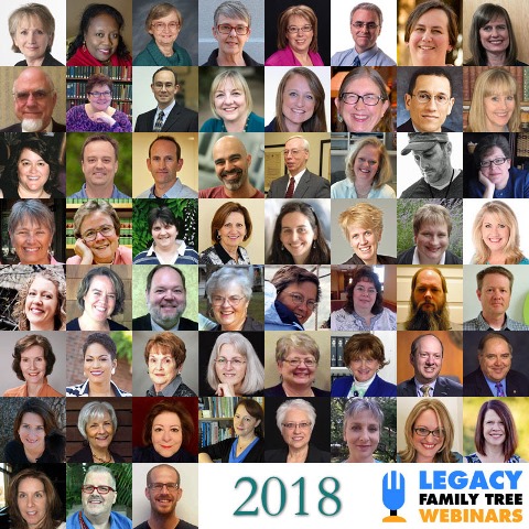 Legacy Family Tree Webinars has announced its 2018 line-up of FREE CLASSES in genealogy and family history - check out the topics and sign up today for one or more of the 106 free webinars!