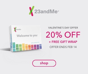 HUGE DNA SALES 20% off 23andMe, 20% off Ancestry DNA, 30% off MyHeritage DNA! Get the latest deals at Genealogy Bargains today, Thursday, February 1, 2018