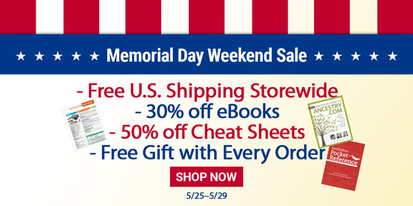 FREE SHIPPING and More - Memorial Day Weekend Sale at Family Tree Magazine