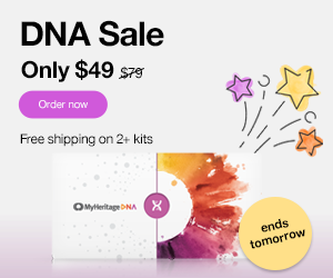 Save $20 during the MyHeritage March Sale! Get the MyHeritage DNA Ancestry-Only test kit for just $59! This is the same autosomal DNA test kit as AncestryDNA and other major DNA vendors!  BONUS! Purchase 2 or more MyHeritage DNA test kits and standard shipping is FREE! Sale good through Tuesday, March 31st.