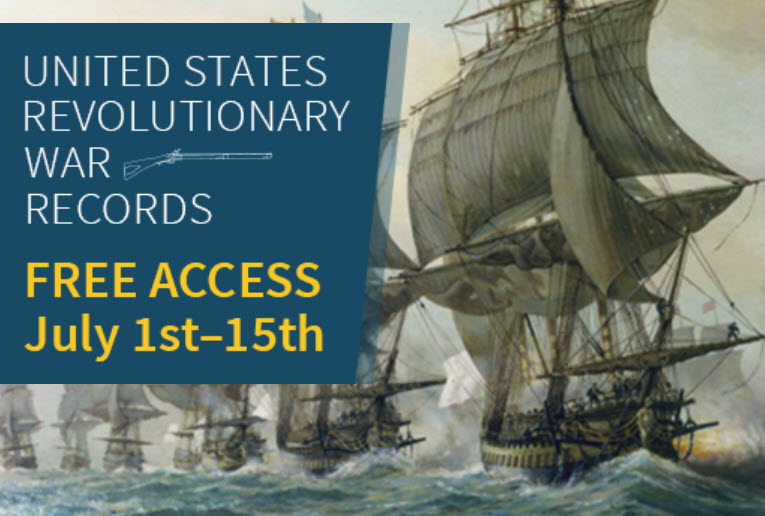 To commemorate Independence Day, Fold3 offers free access to its United States Revolutionary War Collection July 1–15, 2020 - don't miss this opportunity!