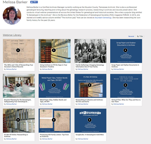 Melissa Barker’s Legacy Family Tree Webinars and QuickGuides Presenter Page