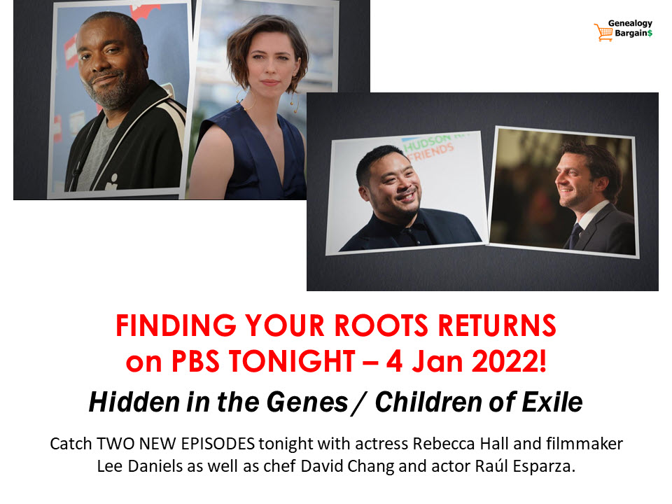 Finding Your Roots, hosted by Henry Louis Gates, Jr., offers TWO new episodes on Tuesday, January 4th, 2022. Catch actress Rebecca Hall and filmmaker Lee Daniels in Episode 1: Hidden in the Genes and chef David Chang and actor Raúl Esparza in Episode 3: Children in Exile.