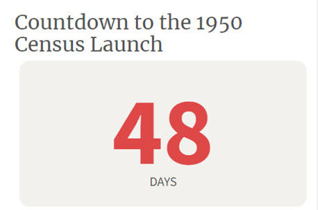 That's right .... just 48 days left for you to get ready for the release of the 1950 US Census data!