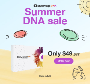 Are you attending a family reunion this summer? Don't forget to bring DNA test kits! MyHeritage Summer DNA Sale ... just $49 USD plus FREE SHIPPING when you buy 2 or more kits! Ends July 3rd!