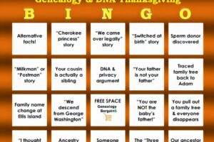 Thanksgiving Bingo Card for DNA & Genealogy!
