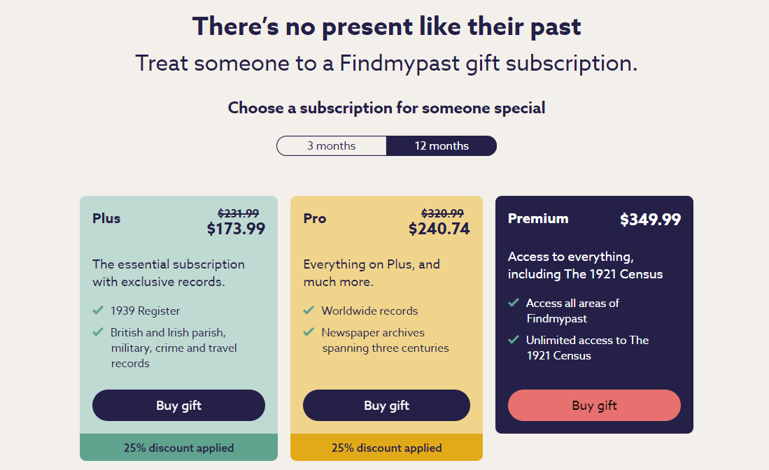 BIG SALE! Save 25% on Select Gift Subscriptions at Findmypast! There’s no present like their past! #ad #genealogy #giftcard #holidaygifts #holidayshopping