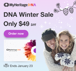MyHeritage Winter DNA Sale - just $49 USD! Whether you’ve been thinking of taking a DNA test for a while or are just starting to toy with the idea, you won’t want to miss this sale! FREE SHIPPING when ordering 2 or more kits! http://myheritage.sjv.io/kjQgRn #ad #DNA #genealogy