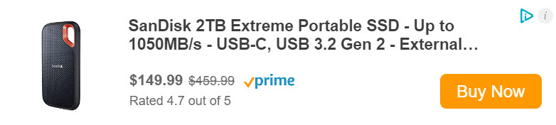 When was the LAST TIME you BACKED UP your GENEALOGY RESEARCH? SAVE 67% on SanDisk 2TB Extreme Portable SSD, regularly $459.99 USD, TODAY ONLY just $149.99 USD