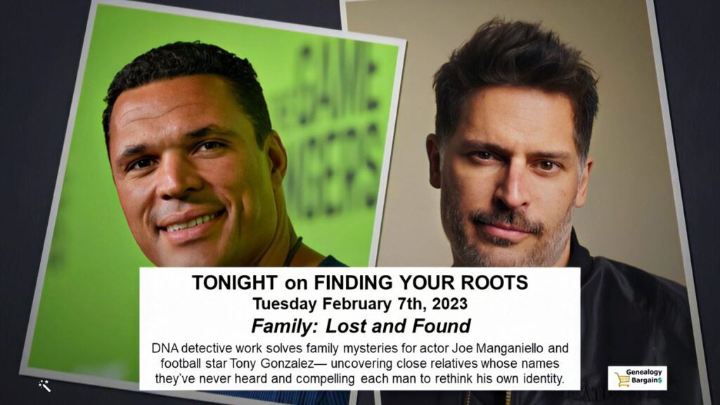 TONIGHT! Finding Your Roots on PBS! "Family: Lost and Found" DNA detective work solves family mysteries for actor Joe Manganiello and football star Tony Gonzalez — uncovering close relatives whose names they’ve never heard and compelling each man to rethink his own identity. https://genealogybargains.com/new-episode-of-finding-your-roots-family-lost-and-found-on-pbs-tonight/ #genealogy #pbs #findingyourroots