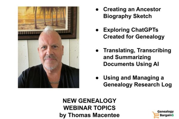 Online Genealogy Webinars and Workshops by Thomas MacEntee