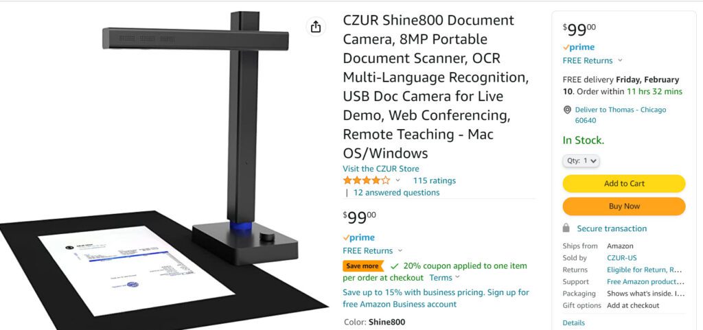 Ever since the Flip-Pal mobile scanner and the Doxie Flip portable scanners disappeared off the market during the COVID pandemic, genealogists and family historians have struggled to find a suitable alternative. If you are planning a genealogy research trip or visiting relatives who want to share family photos, take a look at the CZUR Shine 800 document scanner ... and it is ON SALE right now at Amazon!