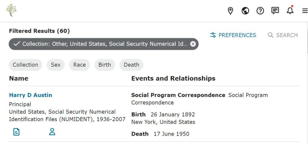 Thomas MacEntee of GenealogyBargains has on how to leverage the power of NUMIDENT United States, Social Security Numerical Identification Files database at FamilySearch