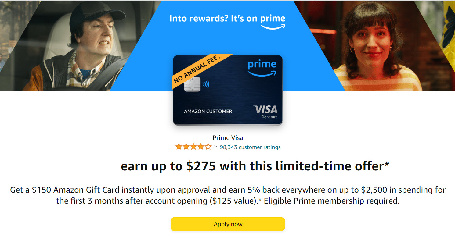 If you have an Amazon Prime Membership, sign up for the Amazon Prime Rewards Visa and you not only will earn 5% back everywhere (up to $2,500 USD) but also get a $150 Amazon Gift Card! Click HERE to get started!