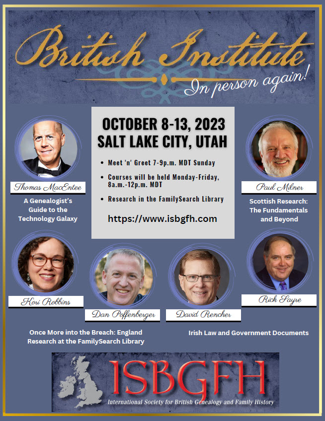 Genealogist's Guide to Tech Galaxy: Join genealogy expert Thomas MacEntee in Salt Lake City for British Institute 2023