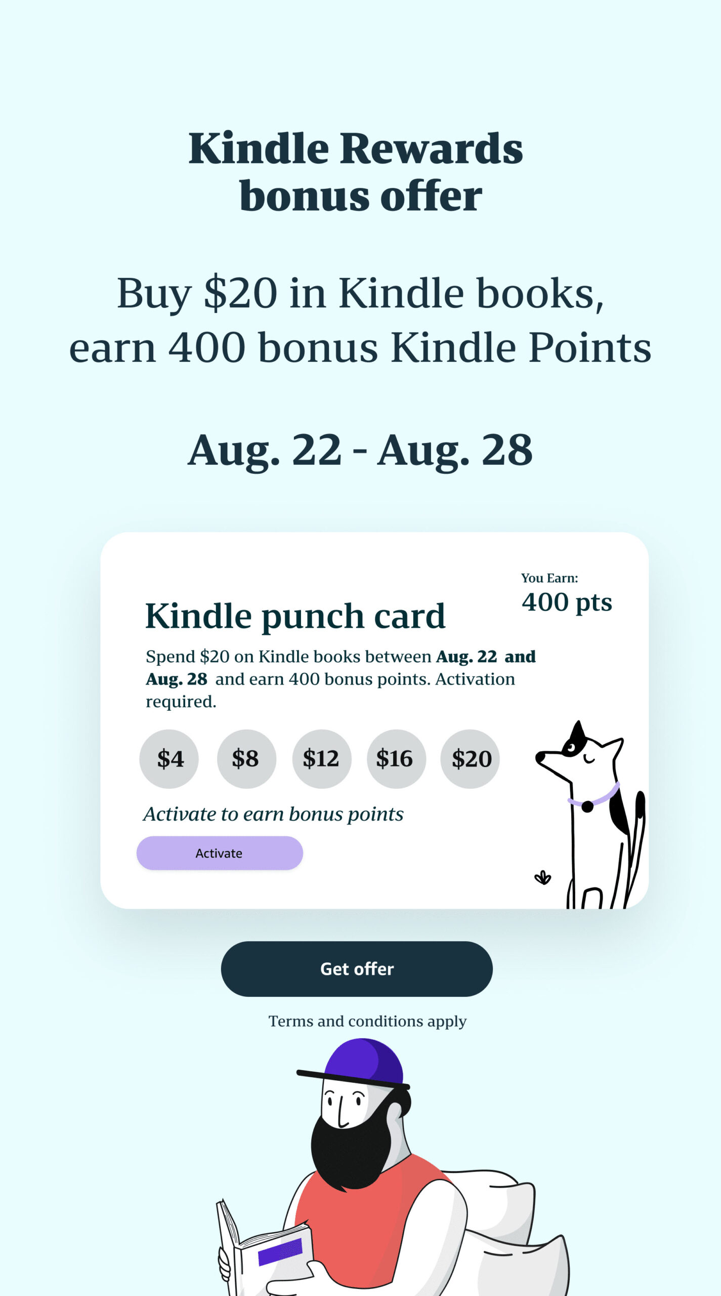 400 Bonus Kindle Points this week when you buy $20 in Kindle Books at Amazon!  Click the image below to get started!