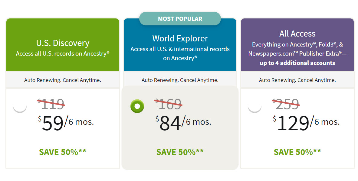 Save 50 Percent on Ancestry: All 6-month memberships now on sale!