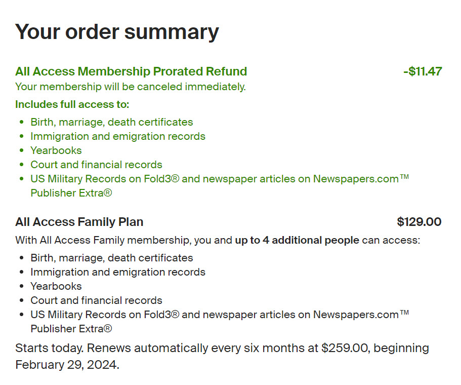 Current Ancestry Member? How to cancel current membership and sign up for another 6-month Membership and save 50 percent