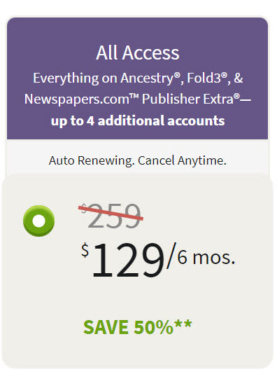 Get 4 Additional Ancestry Logins for the Price of 1 - SALE ENDS TONIGHT!