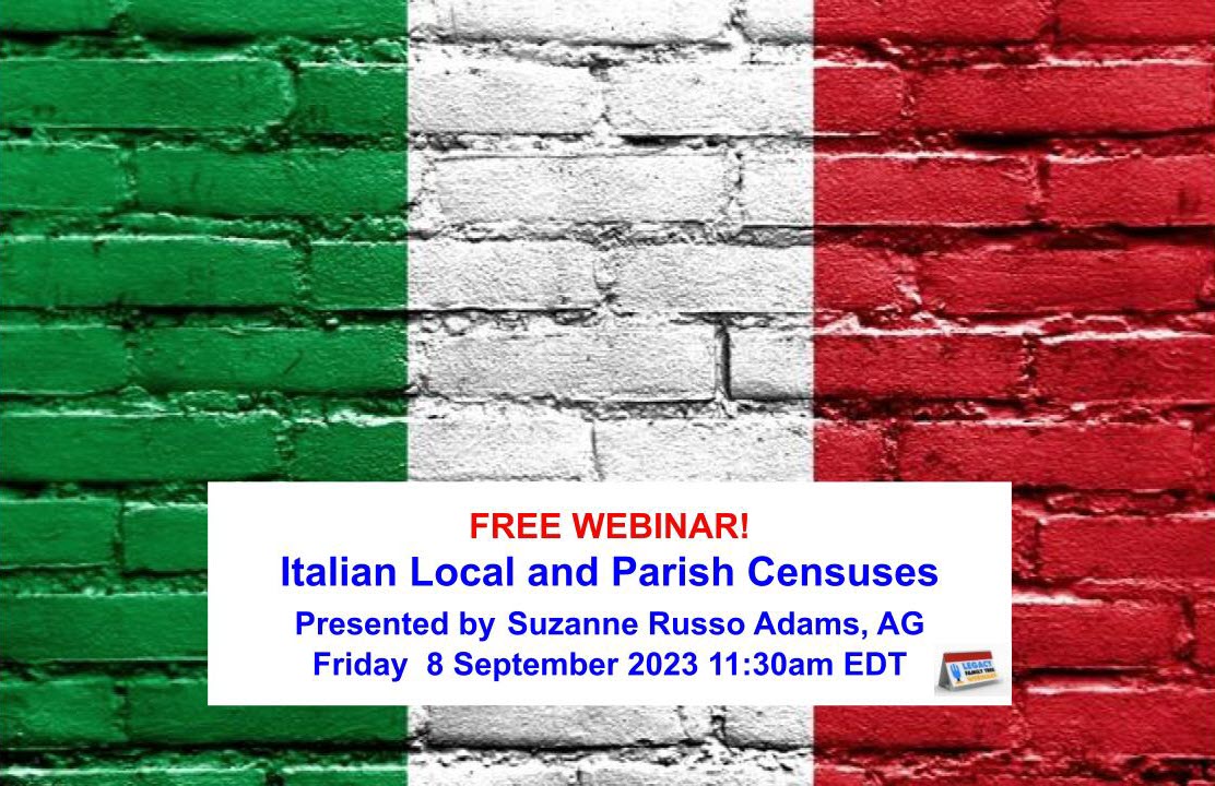 FREE GENEALOGY WEBINARS: Italian Local and Parish Censuses