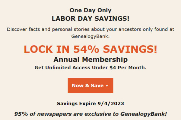 GenealogyBank Celebrates Labor Day with up to 54% OFF!