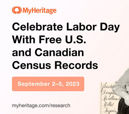 FREE ACCESS at MyHeritage Labor Day Weekend 2023!