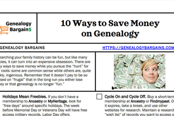 FREE CHEAT SHEET 10 Ways to Save Money on Genealogy