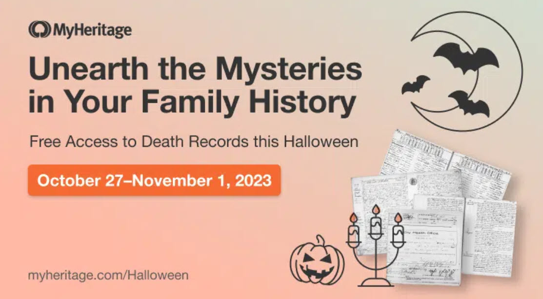 FREE ACCESS MyHeritage Death Records this Halloween!