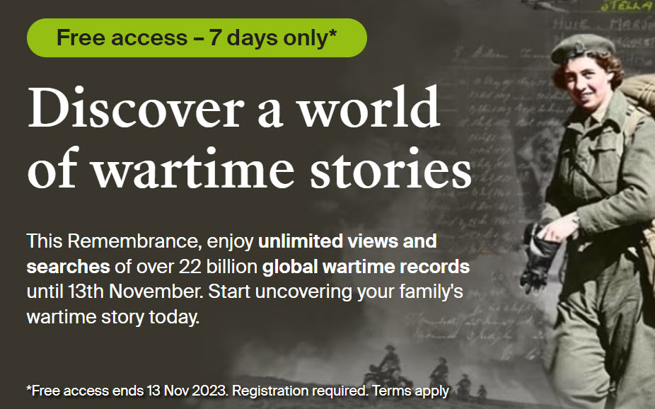 FREE GENEALOGY ACCESSPALOOZA this weekend! Ancestry FREE ACCESS UK Wartime Records
