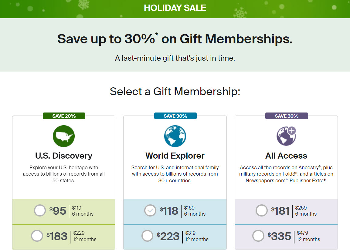 Ancestry Gift Membership Holiday Offer 2023