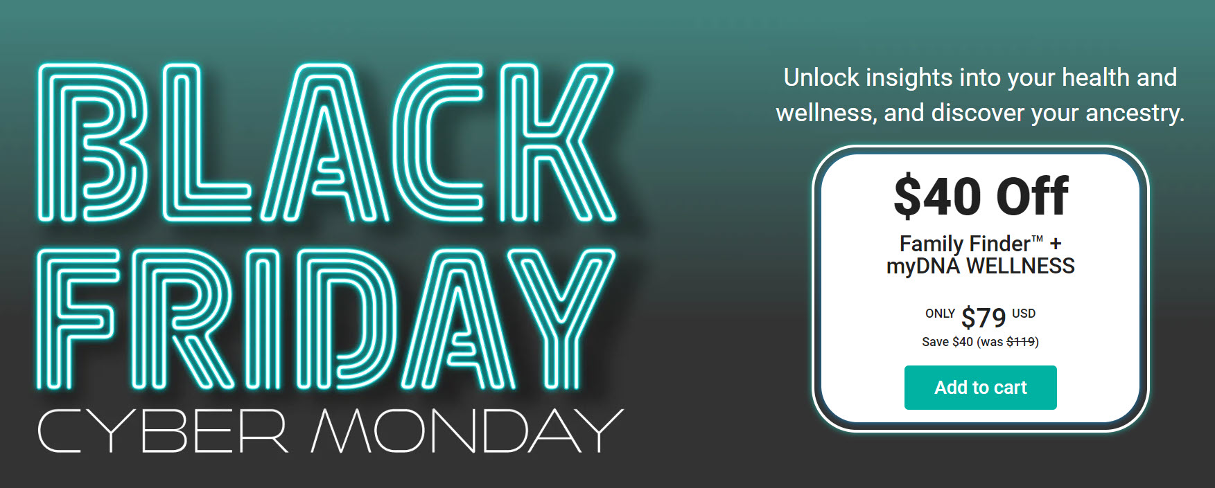 FamilyTreeDNA Black Friday Sale:  Family Finder + Wellness