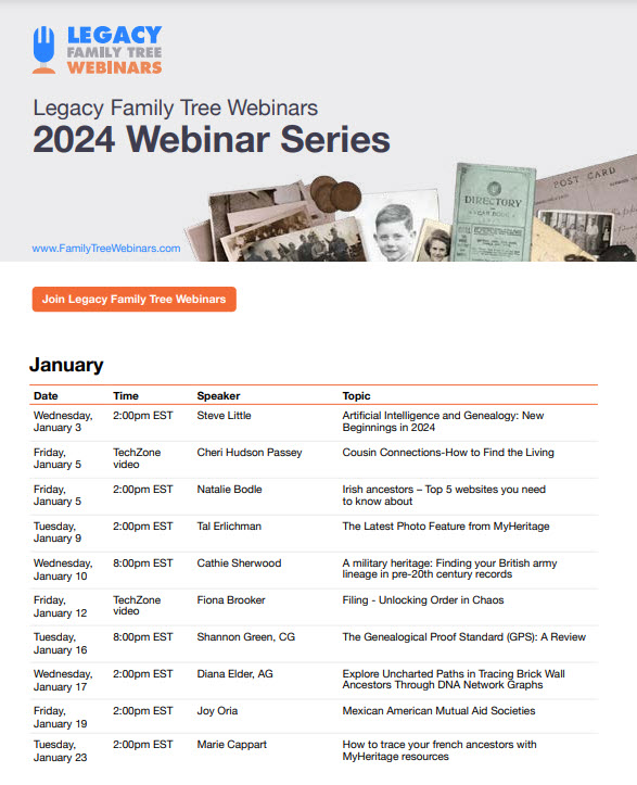 2024 Legacy Family Tree Webinars: PDF Brochure