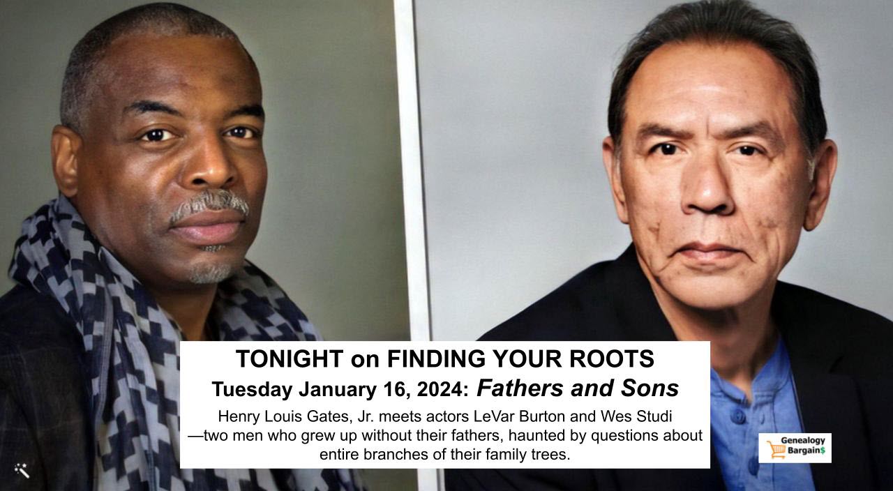 LeVar Burton and Wes Studi on Finding Your Roots TONIGHT January 16, 2024