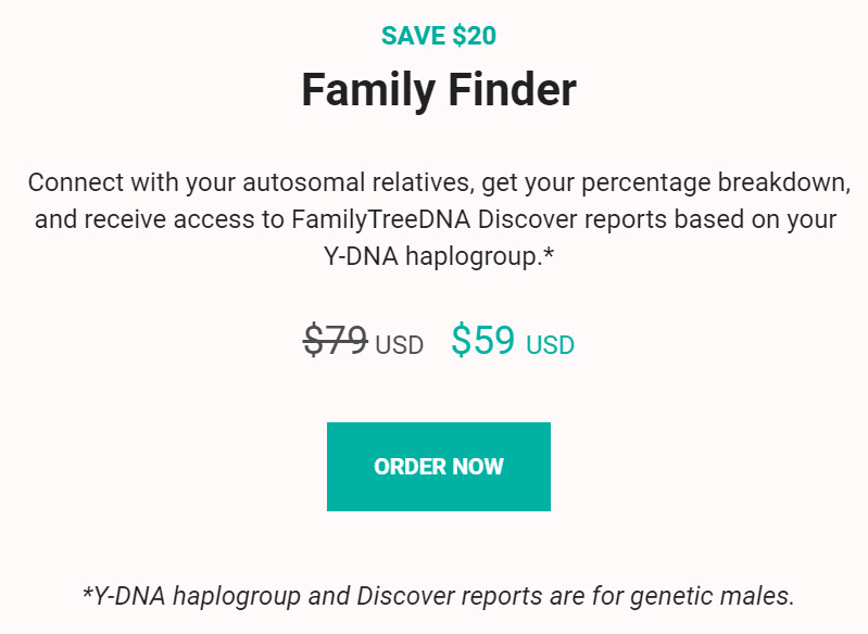 FamilyTreeDNA Valentine Day Sale: Family Finder On Sale for just $59 USD!