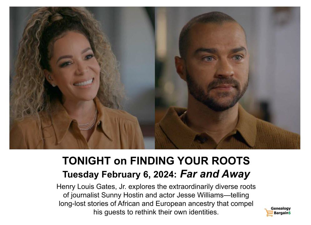 Sunny Hostin and Jesse Williams on Finding Your Roots TONIGHT February 6, 2024