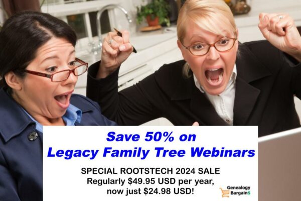 Legacy Family Tree Webinars Sale!