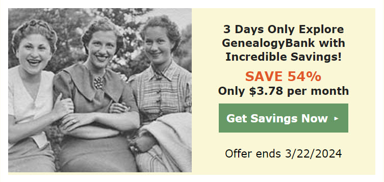 GenealogyBank Spring Savings - Save up to 54% on Historical Newspaper Records!