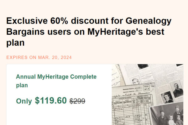 60 Percent Off MyHeritage PLUS Price Lock!