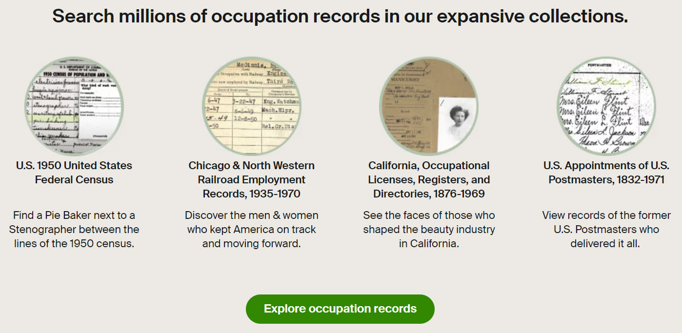 Ancestry for Free: Occupation Records