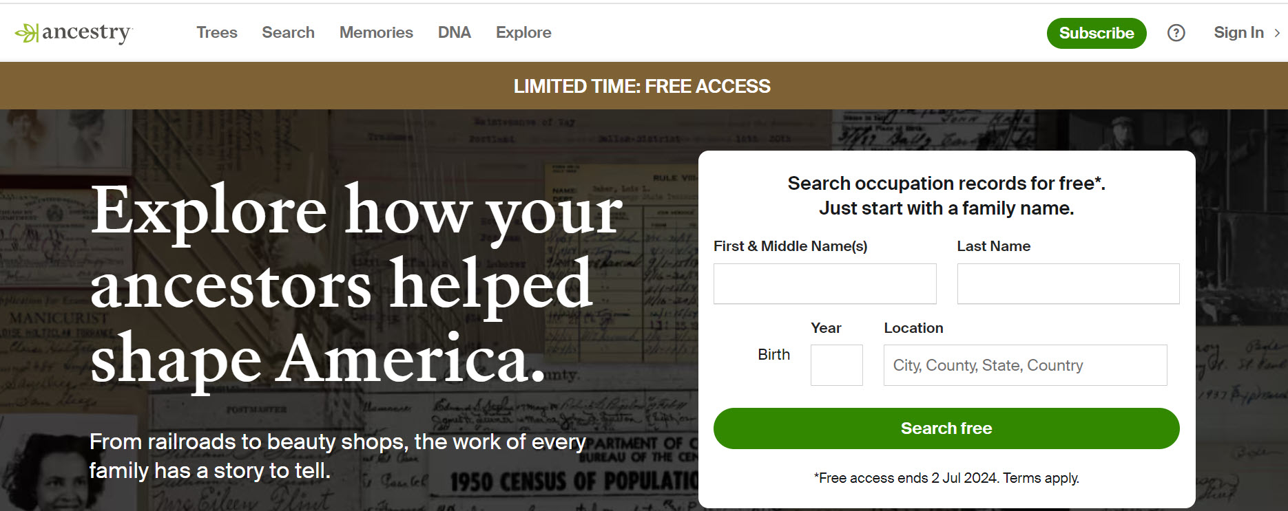 Ancestry for Free: Explore how your ancestors helped shape America