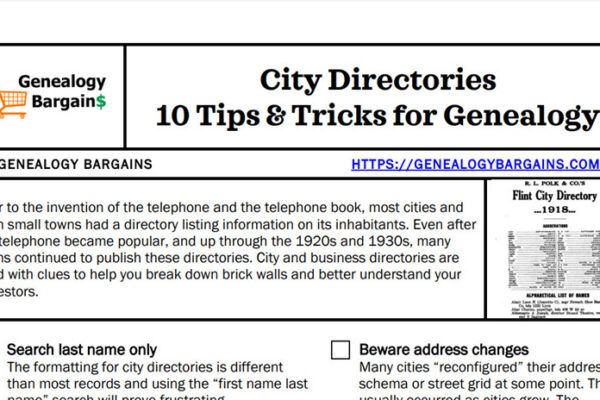 FREE CHEAT SHEET City Directories – 10 Tips and Tricks for Genealogy